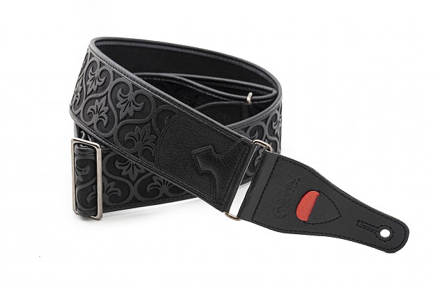 DELUXE Black bass strap model DELUXE Black surface relief reminiscent of old prints, cowboy boots